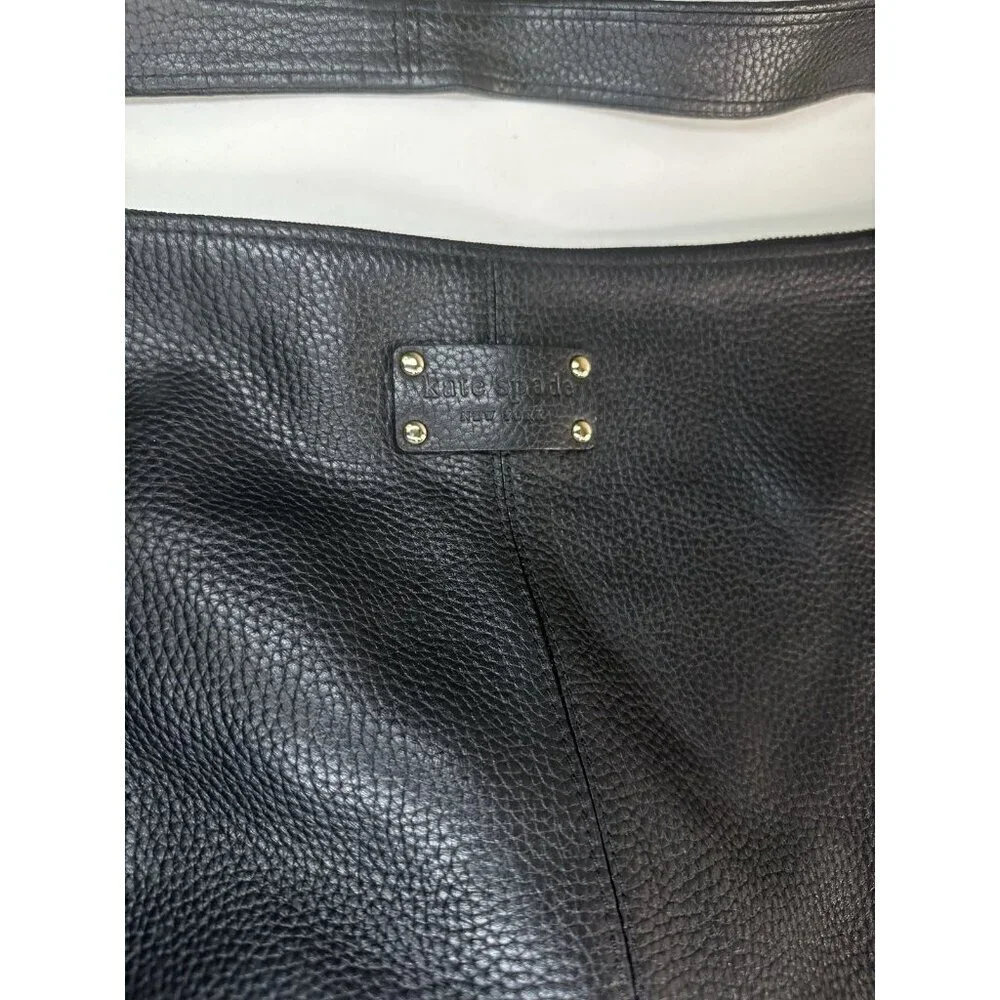 Kate Spade Black Genuine Pebbled Leather XL Hobo Shoulder Bag